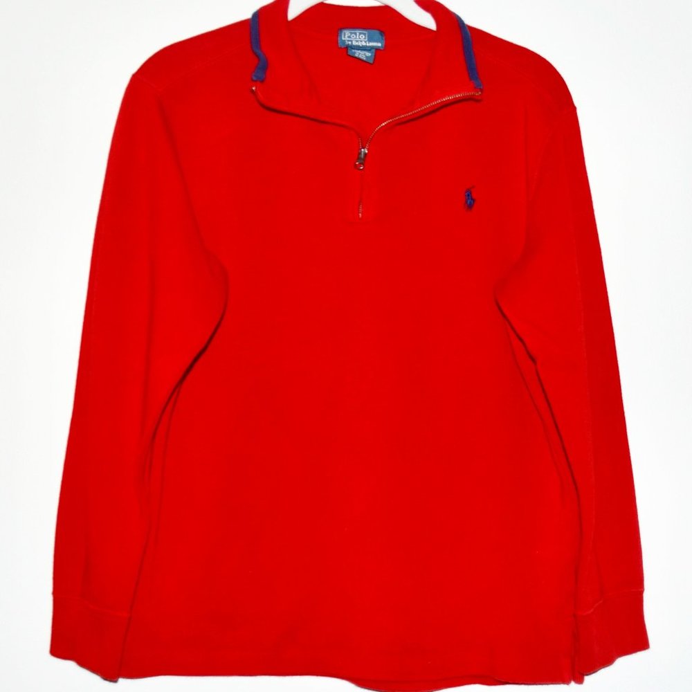 Polo by Ralph Lauren Red Half-Zip Sweater - Large (14/16)